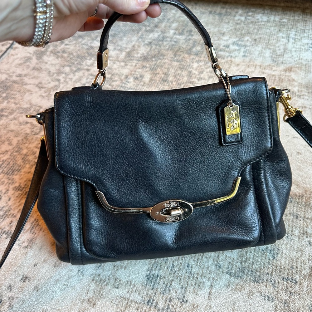 🖤 VINTAGE Y2K COACH BLACK LEATHER SATCHEL TOP SHOULDER HANDBAG CROSS BODY BAG 🖤